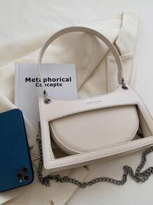 Letter Graphic Bag Fashionable Chain Zipper PU