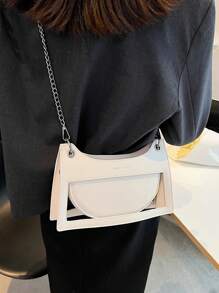 Letter Graphic Bag Fashionable Chain Zipper PU