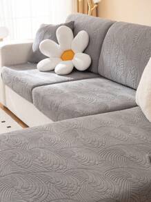 1 pièce Coussin de siege en jacquard extensible canapé siège poussière sombre gris en polyester canapé pour salon - Gris foncé - Voir 4