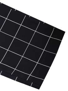 Hombres Pantalones de traje con estampado de cuadros con bolsillo oblicuo - Negro - Ver 3