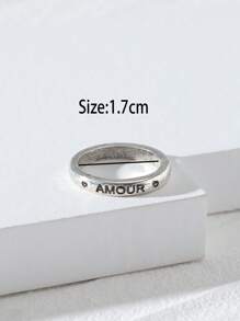 Letter Detail Ring - Antique Silver - View 3