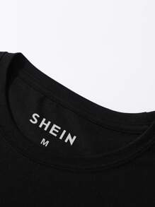 Manfinity Dauomo Men Cotton Cartoon Planet Print Tee - Black - View 5