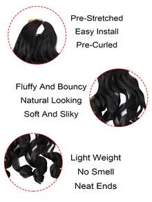 Tiếng Pháp Quăn Bím tóc Tóc Kéo dài Co giãn Bím tóc Tóc Dễ Bím tóc Xoăn Bím tóc , Nhẹ Sợi tổng hợp Dợn sóng Nối tóc Đối với Bím tóc - màu đen - Xem 4