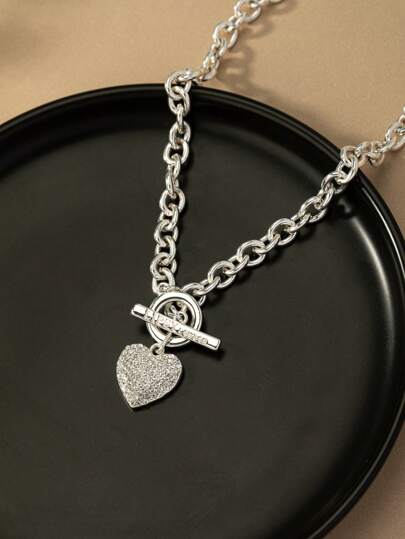 1pc Fashionable Elegant And Minimalist Heart-Shaped Necklace Valentines