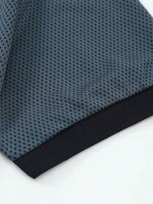 Men Contrast Trim Polo Shirt - Navy Blue - View 3