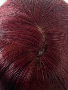 1pc Heat-resistant Synthetic Fiber Rose Red Long Straight Hair Extension, 26 Inches, Natural Looking, Suitable For Daily Wear - Rose Red - View 6