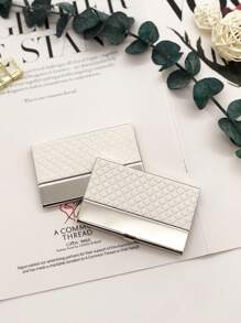 1 Hộp Đựng Danh Thiếp Màu Trơn, Hộp Đựng Thẻ Di Động Đơn Giản Cho Văn Phòng - trắng - Xem 1