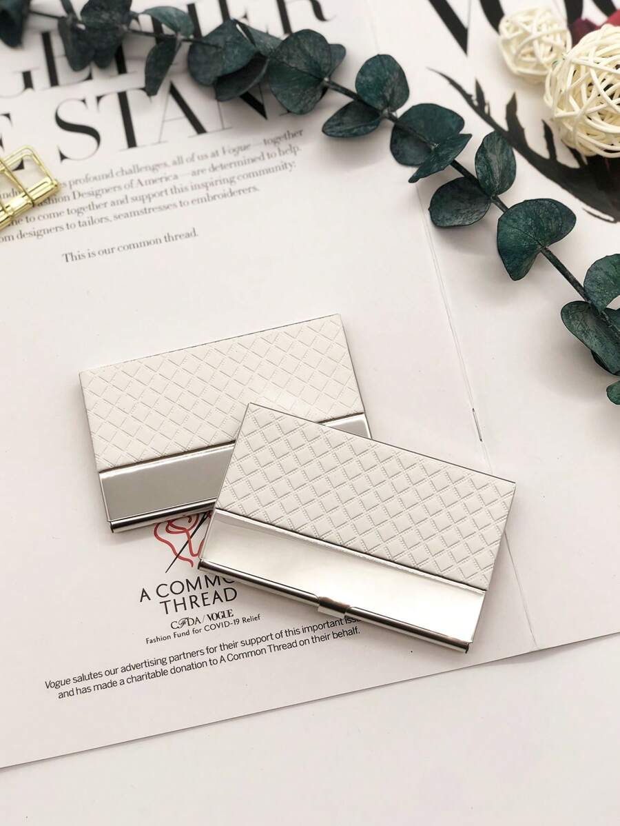 1 Hộp Đựng Danh Thiếp Màu Trơn, Hộp Đựng Thẻ Di Động Đơn Giản Cho Văn Phòng - trắng - Xem 1