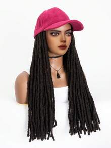 Medium Faux Locs Braid Tóc giả tổng hợp có nắp - màu đen - Xem 5