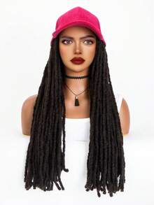 Medium Faux Locs Braid Tóc giả tổng hợp có nắp - màu đen - Xem 6