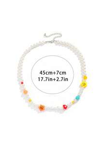 珍珠串珠項鍊 - 白色 - 查看 4