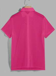 Manfinity RebelGame Men Solid Mesh Shirt - Hot Pink - View 2
