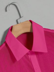 Manfinity RebelGame Men Solid Mesh Shirt - Hot Pink - View 3