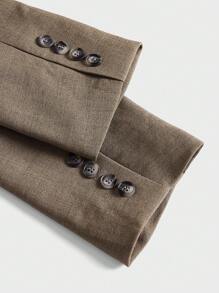 Manfinity NiteLyfe 男士素色雙排釦西裝外套和西裝褲套裝 - 卡其色 - 查看 11