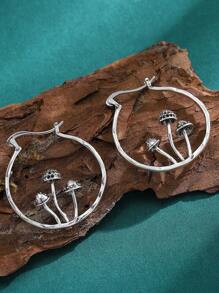 1 đôi Đúng mốt Retro Đau khổ Xu hướng: Cắt giảm Nấm trang trí Thiết kế vòng tròn Hoa tai Thích hợp Đối với Mặc hàng ngày Đối với phụ nữ - Màu Bạc Cổ - Xem 4