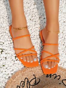 planare Funky Slide Sandals For Women, Multi Strap Flat Sandals