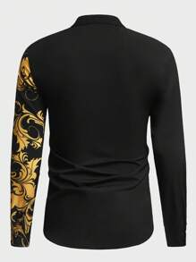 Manfinity VCAY Camisa de manga larga con estampado floral para hombre, otoño