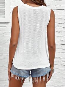 SHEIN LUNE Áo khoác và áo lót dành cho xe tăng nữ xoắn lại màu trơn Giải trí - trắng - Xem 2