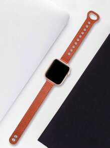 1 条男女通用纯色皮革表带，适用于 Apple Watch Series 7/6/5/4/3/2/1 38mm 40mm 41mm 42mm 44mm 45mm - 棕色 - 查看 4
