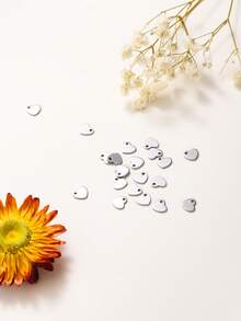 20入組/套時尚不銹鋼心DIY吊墜適合女士DIY首飾製作 - 銀色 - 查看 2