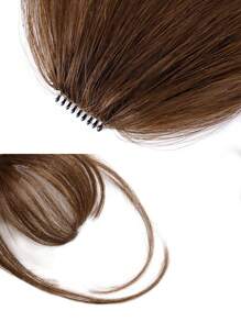 Short Straight Synthetic Hair Bangs With Sideburns - Brown - View 4