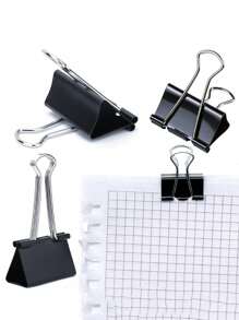 1 caja pinzas para documentos unicolor simple reutilizable multipropósito para escuela - Negro - Ver 5