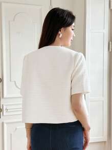 DAZY 扣子前排扣襯衫,翻蓋細節 - 米色 - 查看 2