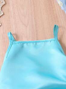 SHEIN 小女童褶邊荷葉邊吊帶洋裝