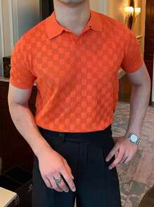 NITAGUT 男士素色針織上衣 - 橘色 - 查看 1