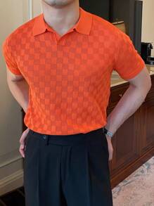 NITAGUT 男士素色針織上衣 - 橘色 - 查看 3