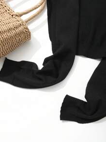 DAZY Business Casual Solid Color Poncho Knit Top - Black - View 4