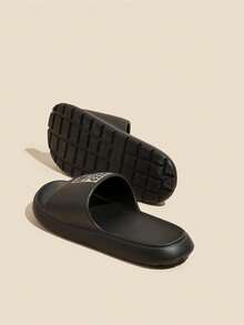 時尚拖鞋適用於男士字母圖案單帶拖鞋 - 黑色 - 查看 6