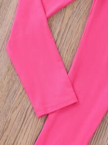 小女童2入組素色彈性腰帶緊身打底褲 - 彩色 - 查看 5