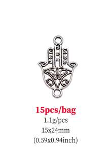 15入組/套法蒂瑪之手DIY首飾配件 - Ancient Silver - 查看 2