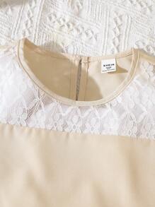 Mädchen Kontrast Spitzen, Tank Top mit & Schlaghose mit Set