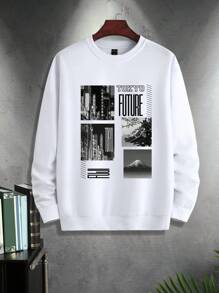 Manfinity Homme Men Letter Graphic Sweatshirt - White - View 3