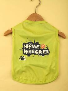 1入組字母圖案寵物背心 - 彩色 - 查看 3