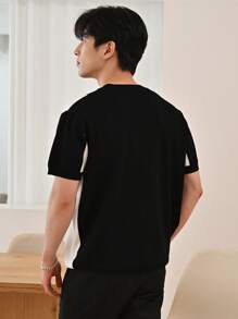 DAZY Men Two Tone Drop Shoulder Knit Top - Black and White - View 2