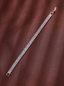 1入組奢華銅方晶鋯石裝飾手環適合女士適用於宴會派對 - 玫瑰金 - 查看 4