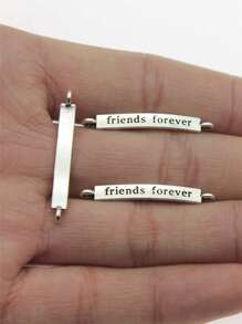 20入組/套時尚鋅合金字母細節幾何DIY珠寶配飾適合女士DIY首飾製作 - Ancient Silver - 查看 1