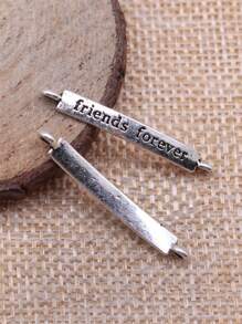 20入組/套時尚鋅合金字母細節幾何DIY珠寶配飾適合女士DIY首飾製作 - Ancient Silver - 查看 3