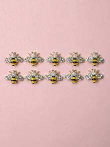 10 miếng dán trang trí móng tay hình con ong và sơn dầu dễ thương bằng hợp kim và đá quý - Nhiều màu - Xem 4