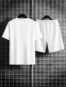 Manfinity Homme Bộ hai mảnh Nam Dây kéo Túi Lá thư Giải trí - trắng - Xem 2
