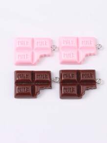 10入組/套時尚合成樹脂巧克力DIY吊墜適合女士DIY首飾製作 - 棕色 - 查看 1