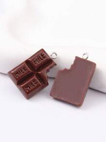 10入組/套時尚合成樹脂巧克力DIY吊墜適合女士DIY首飾製作 - 棕色 - 查看 3