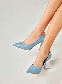 SheIn Belle 時尚藍色淺口高跟鞋適用於女士尖頭高跟鞋 - 藍色 - 查看 12