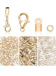 beadia 80件珠寶製作配件套件,包括20個可折疊的紐帽頭,壓花尾端,40個跳環連接器和20個龍蝦扣,適用於珠寶製作和手鍊 - 香檳色 - 查看 1