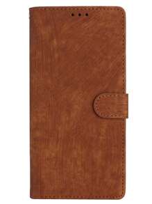 素色PU皮革翻蓋手機殼 - 棕色 - 查看 5