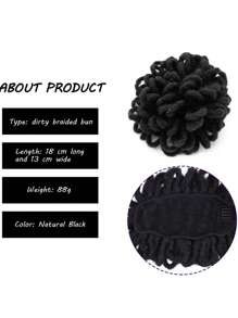 20cm/8inch Wig Female African Dreadlocks1 Hair Pack High Temperature Silk Fluffy Bun Hair Pack Pumping Rope Typ - Black - View 6
