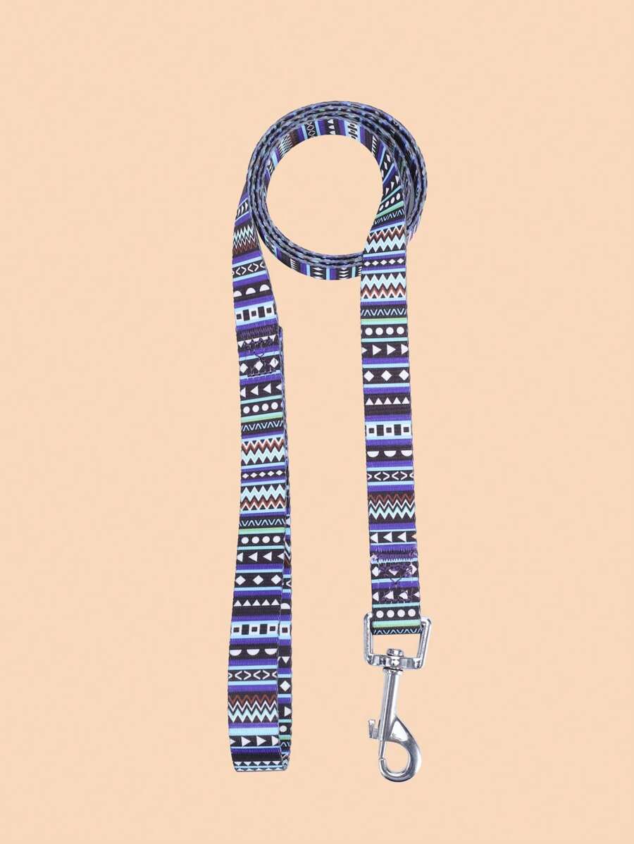 1pc Geometric Pattern Pet Leash - Blue - View 1